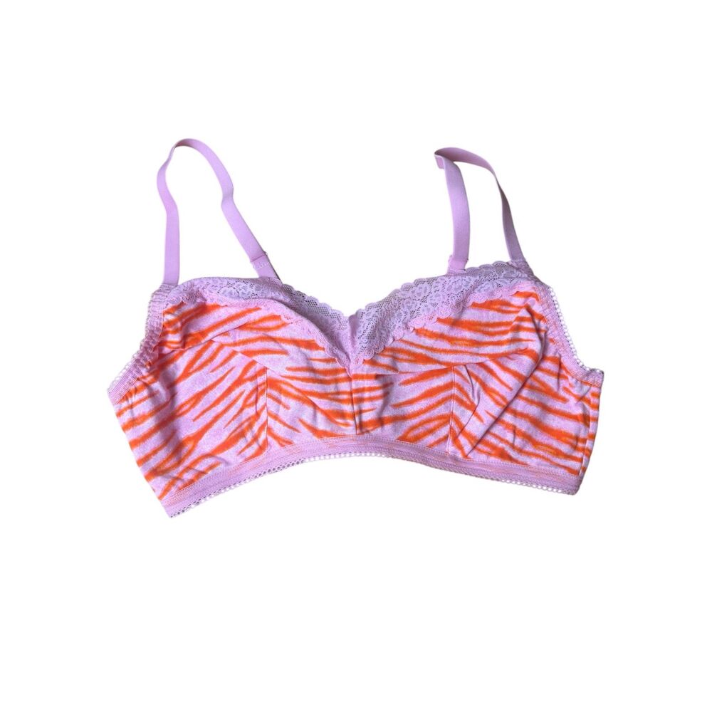 Savage X Fenty Lavender Orange Tiger Stripe Lace Sexy Comfortable Bralette 1X